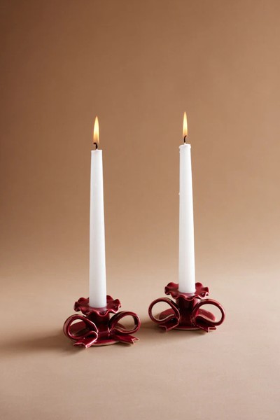 Bow Ceramic Candlestick from Quinn Says