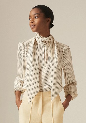 Silk Polka Dot Pussybow Blouse, £250 | Me+Em