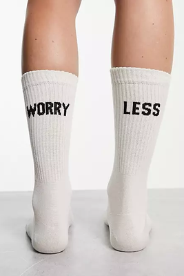 Socks With Worry Less Slogan from ASOS Design