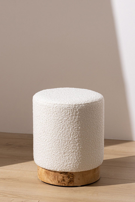 Boucle Pouffe With Burl Plinth from Six The Residence