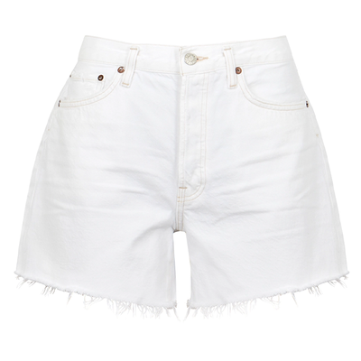 Parker White Distressed Denim Shorts from Agolde