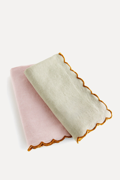 Scalloped Edge Linen Napkins  from La Redoute 