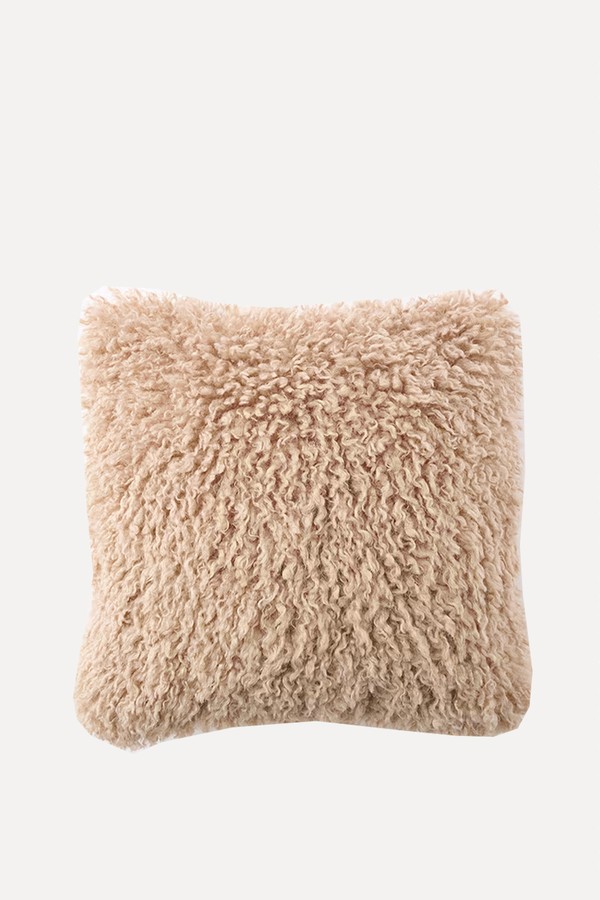 Cream Mongolian Faux Fur Cushion from F&F Home