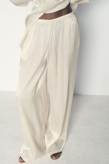 Creased-Effect Shimmery Trousers from Zara