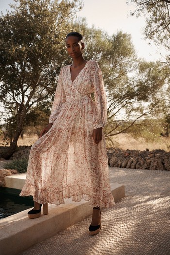 River Organic-Silk Long Dress, £784 (was £922) | Evarae 