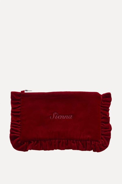 The Red Velvet Ruffled Pouch from Clementine & Mint