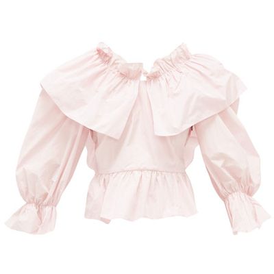 Bow-Back Ruffled Poplin Blouse from MSGM