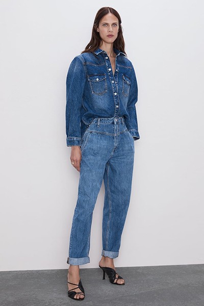 80’s Tapered Sky Blue Jeans from Zara