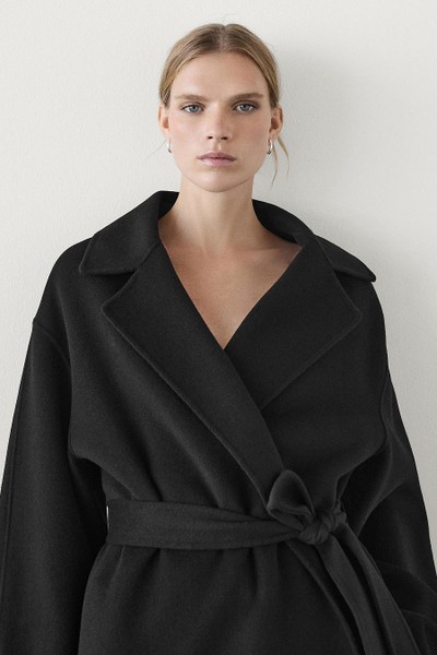 Long Wool Blend Coat With Belt from Massimo Dutti