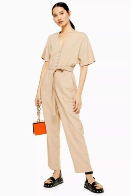 Button Down Jumpsuit With Linen from Topshop