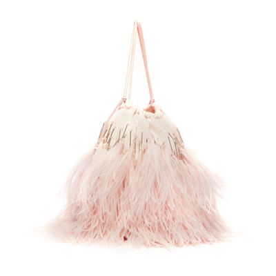 Ostrich Feather-Embellished Crepe Pouch from The Attico