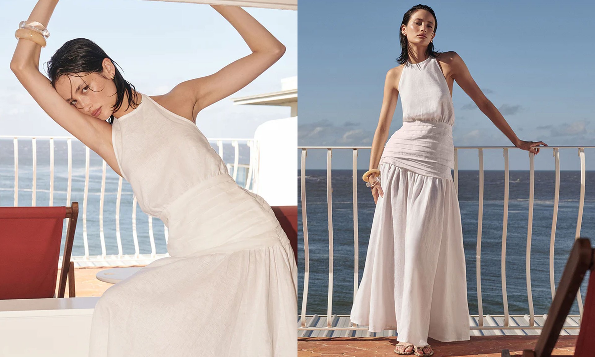 Hallie White Linen Midi Skirt from Dissh