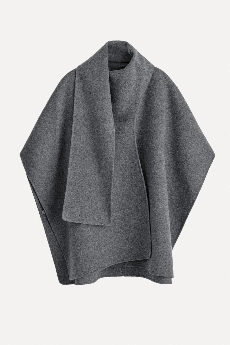 Double-Faced Merino Wool Scarf Cape