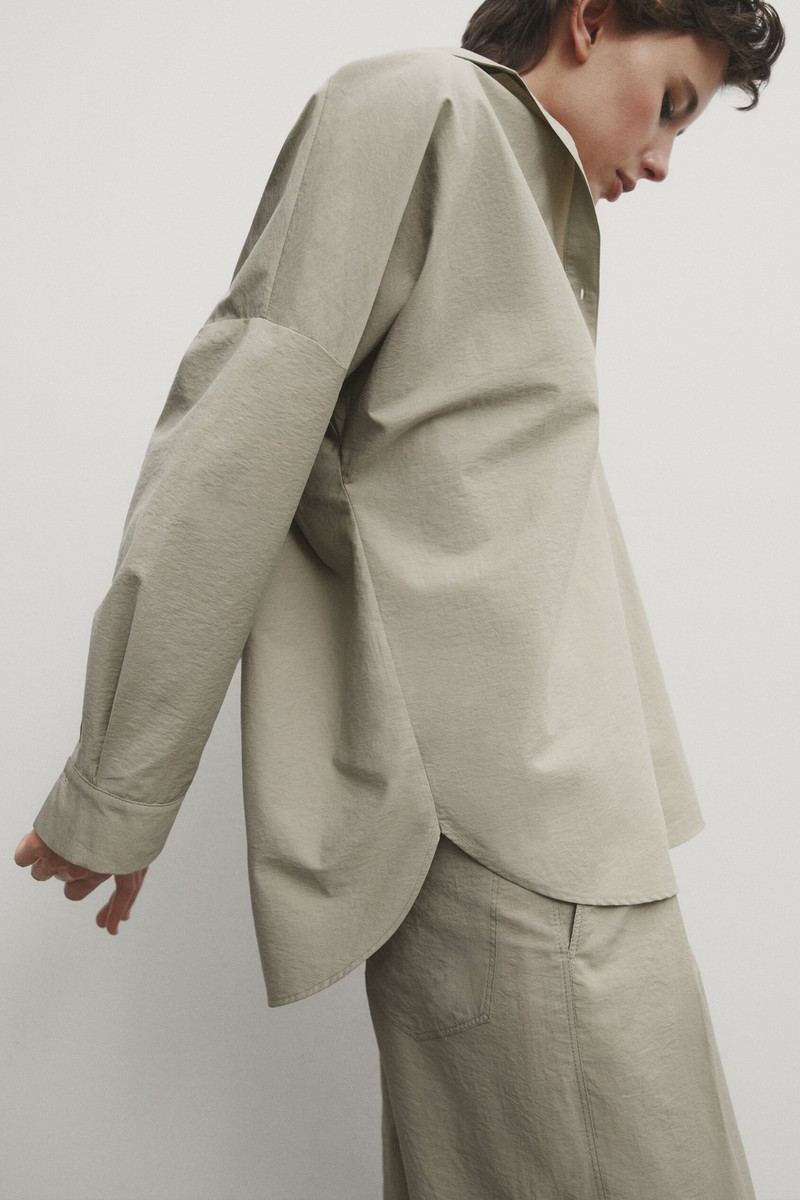 Cotton Blend Shirt With Polo Collar from Massimo Dutti
