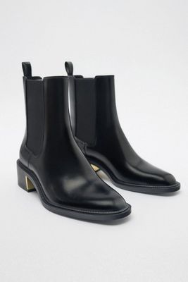 Metallic Block Heel Ankle Boots from Zara