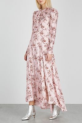 Light Pink Printed Satin Dress from Paco Rabanne