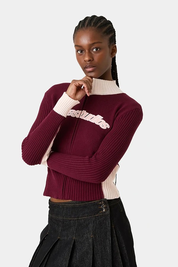 Betty Burgundy Zipper Knit from Eme Studios 