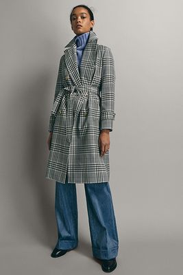 Checked Wool Trench Coat from Massimo Dutti