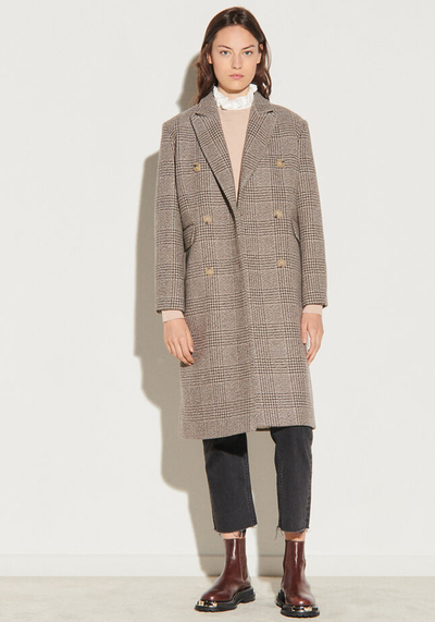 Long Checked Coat from Sandro