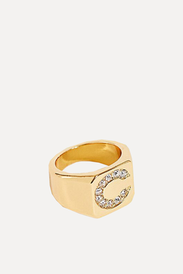 Curve 14k Gold Plated C Initial Ring from ASOS Design