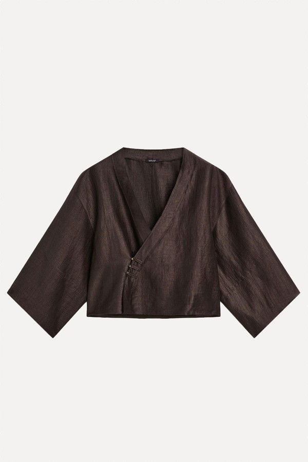 Linen Blend Crossover Kimono from Massimo Dutti