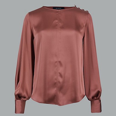 Round Neck Long Sleeve Blouse