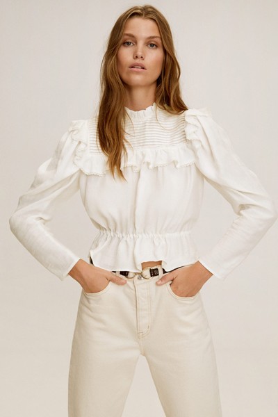 Ruffled Cotton Blouse from Mango