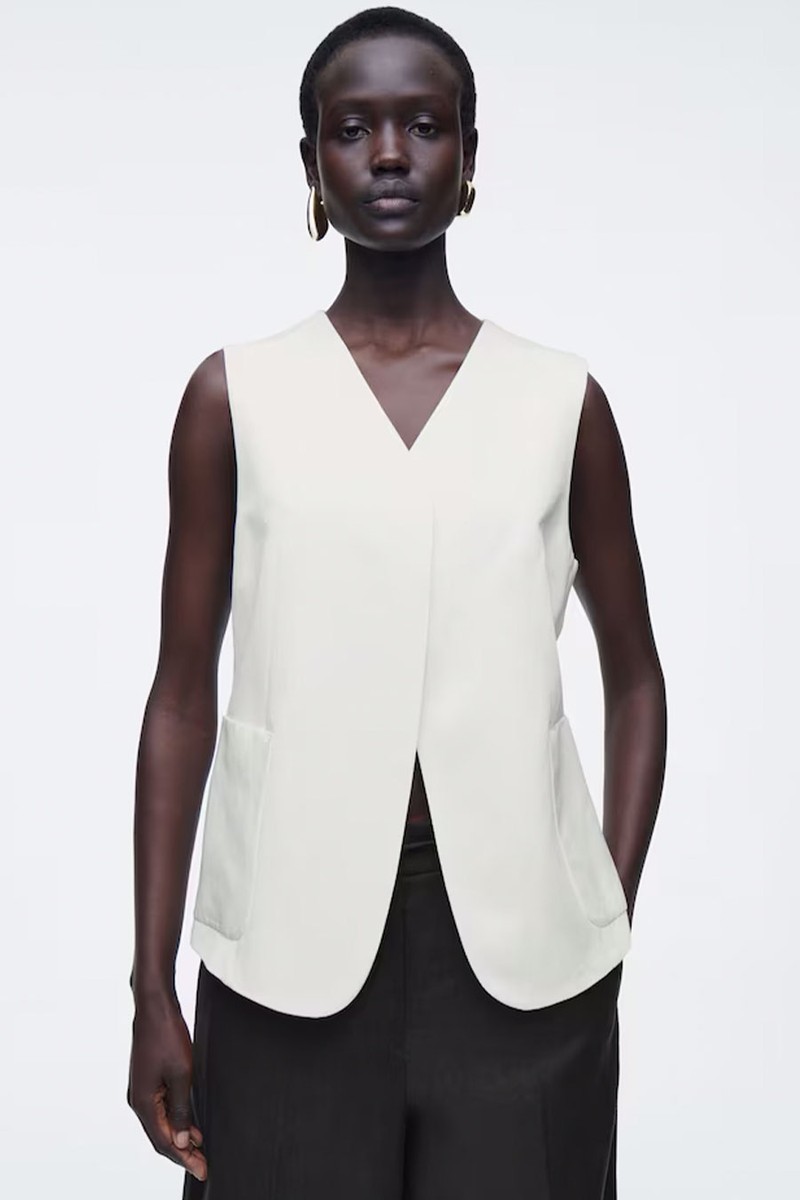 Wrap-Front Linen-Blend Waistcoat