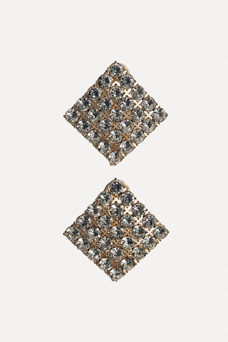 Geometric Crystal Earrings from Mango