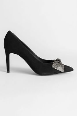 Suede Glitter Bow Heeled Pumps from & Other Stories