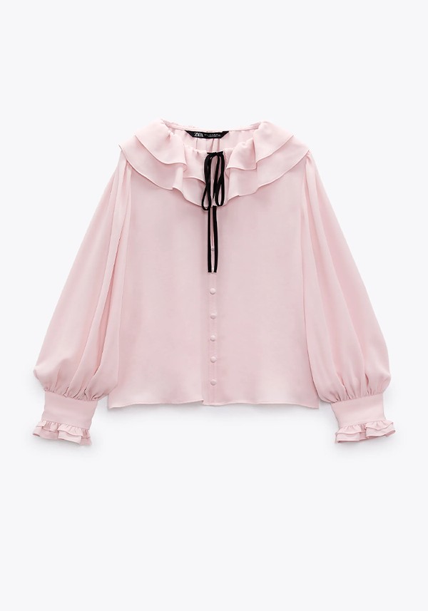  Ruffled Blouse With Bow