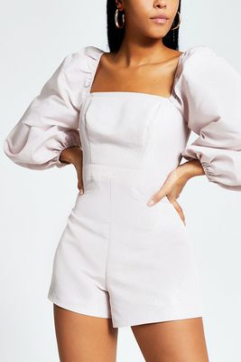 Bardot Long Puff Sleeve Playsuit from River Island