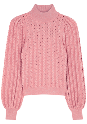 Esme Metallic Weave Cable-Knit Jumper from Alice & Olivia