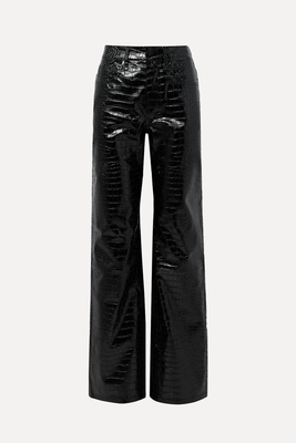 Bonnie Crocodile-Effect Faux-Leather-Trousers from The Frankie Shop 