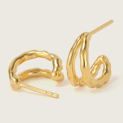 Gold Flux Split Mini Hoop Earrings