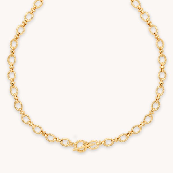 Textured Oval Link T-Bar Necklace