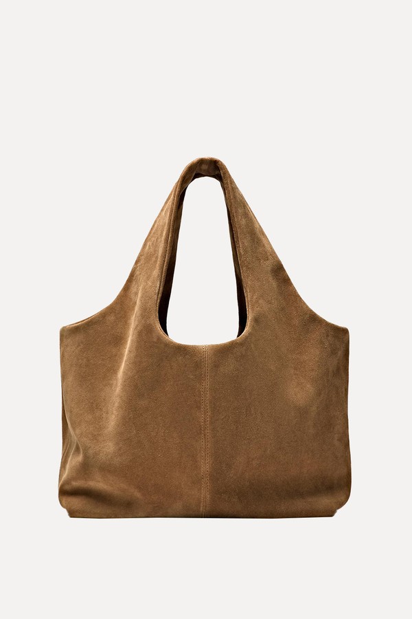 Medium Split Leather Shopper Bag from Massimo Dutti