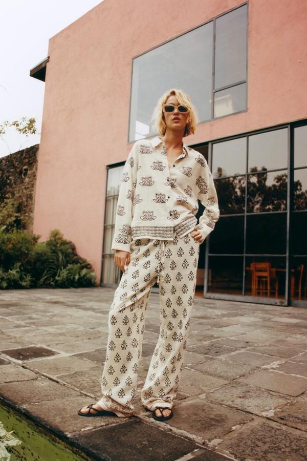 Embroidered Rustic Trousers from Zara