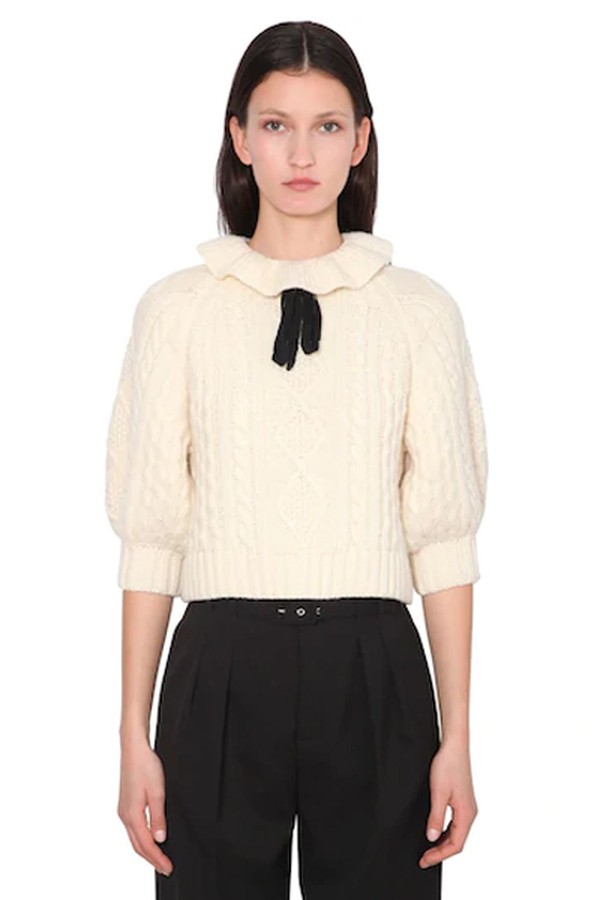 Ruffled Wool Blend Knit Sweater from Red Valentino