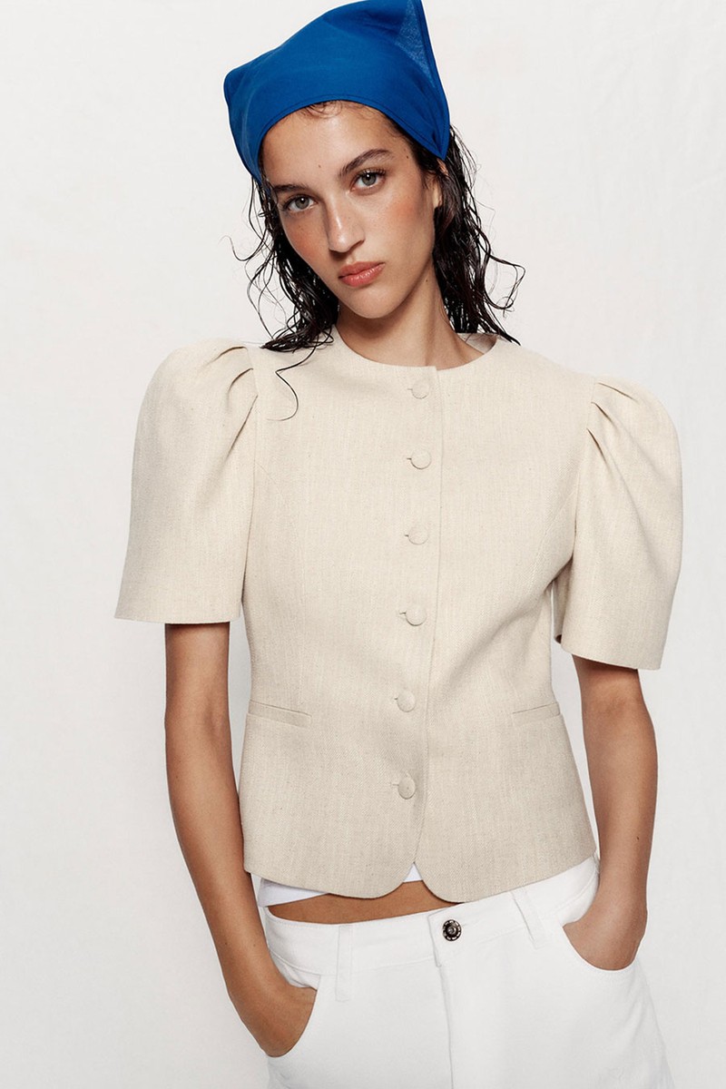 Puff Sleeve Short Sleeve Blazer
