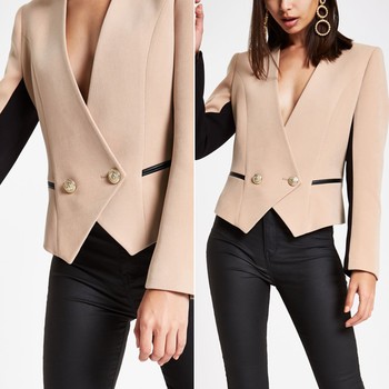 Beige Double-Breasted Blazer