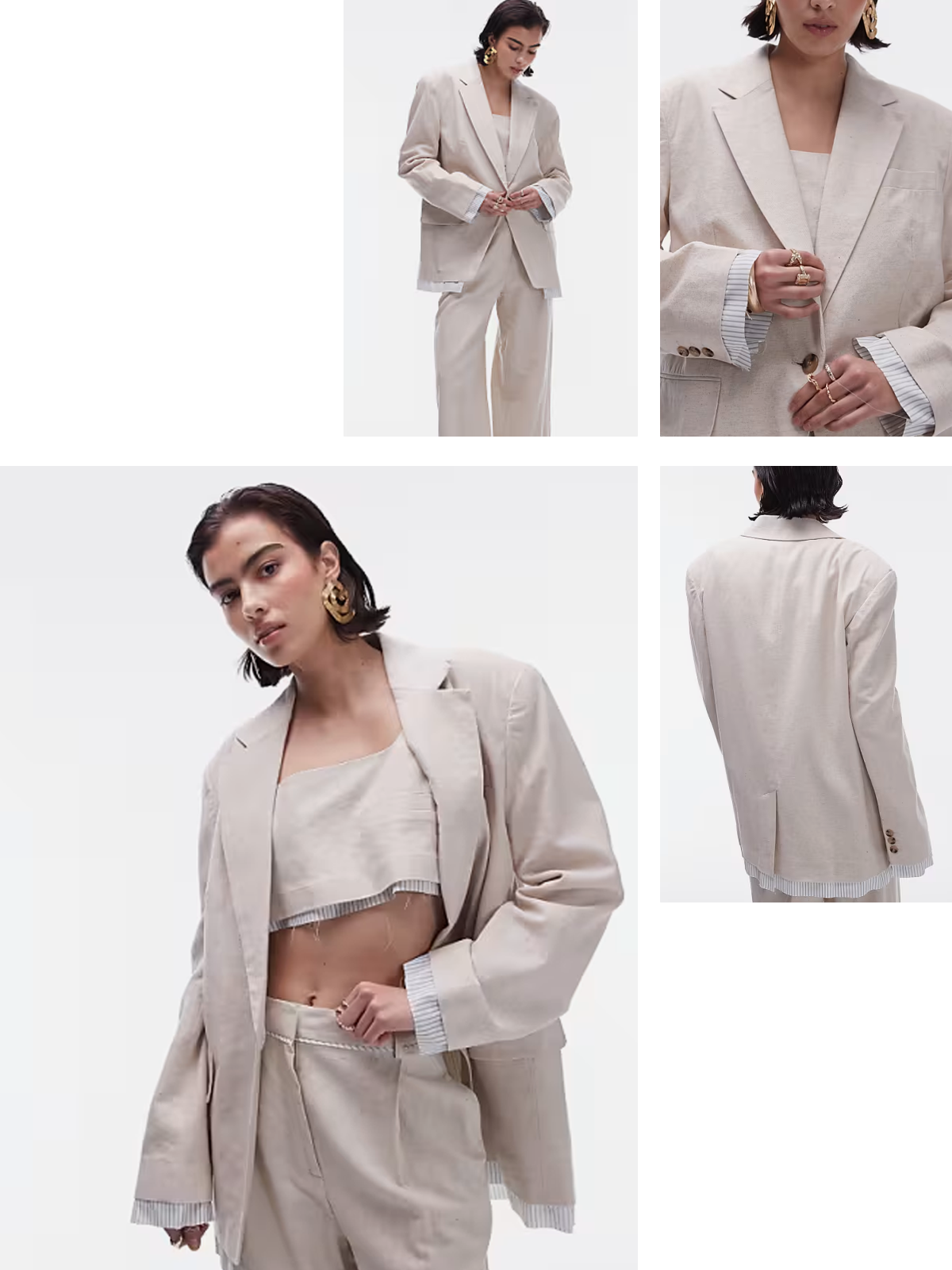 Co-Ord Oversized Linen Blazer With Exposed Stripe Lining from topshop