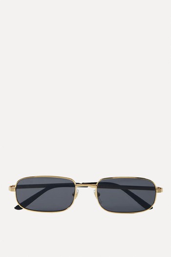 Rectangular-Frame Gold-Tone Sunglasses