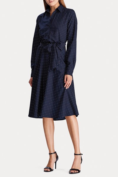 Print Long-Sleeve Shirtdress