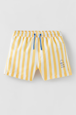 Striped Print Bermuda Swim Shorts from Zara
