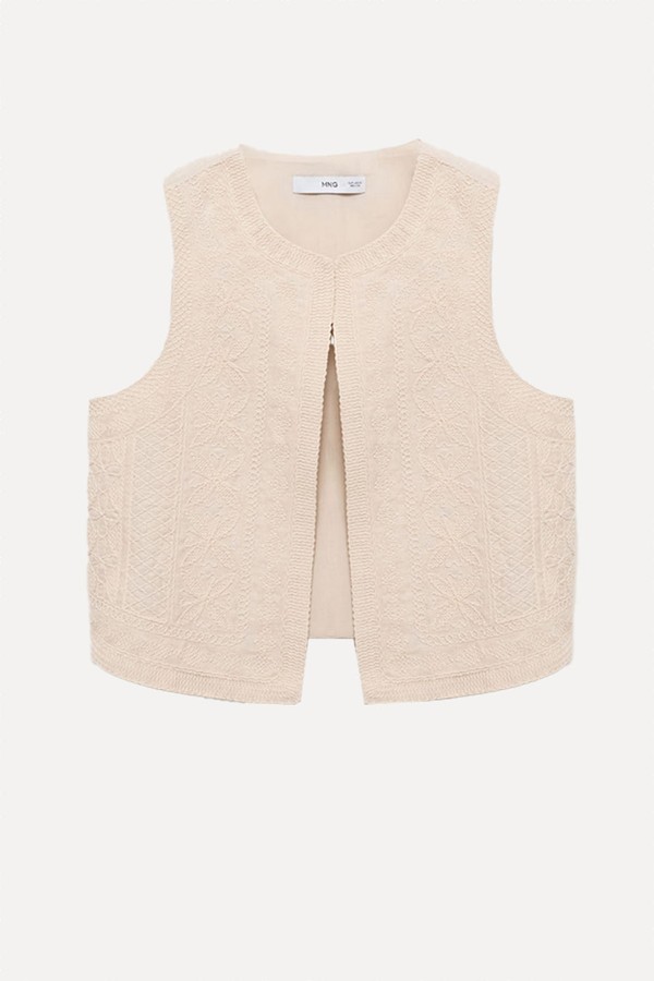 Embroidered Linen Waistcoat from Mango