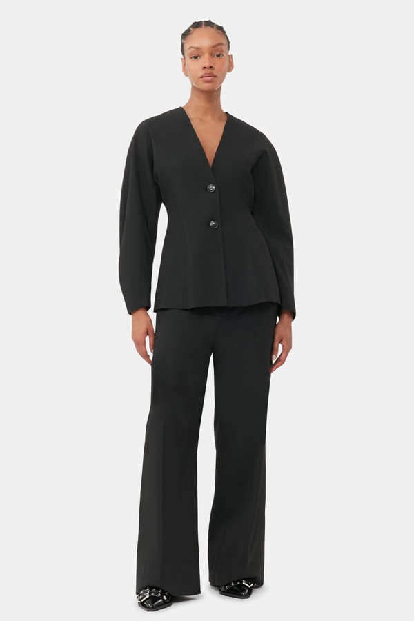 Fitted Drapey Melange Blazer from GANNI