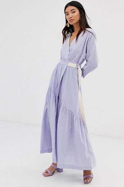 Textured Wrap Maxi Dress