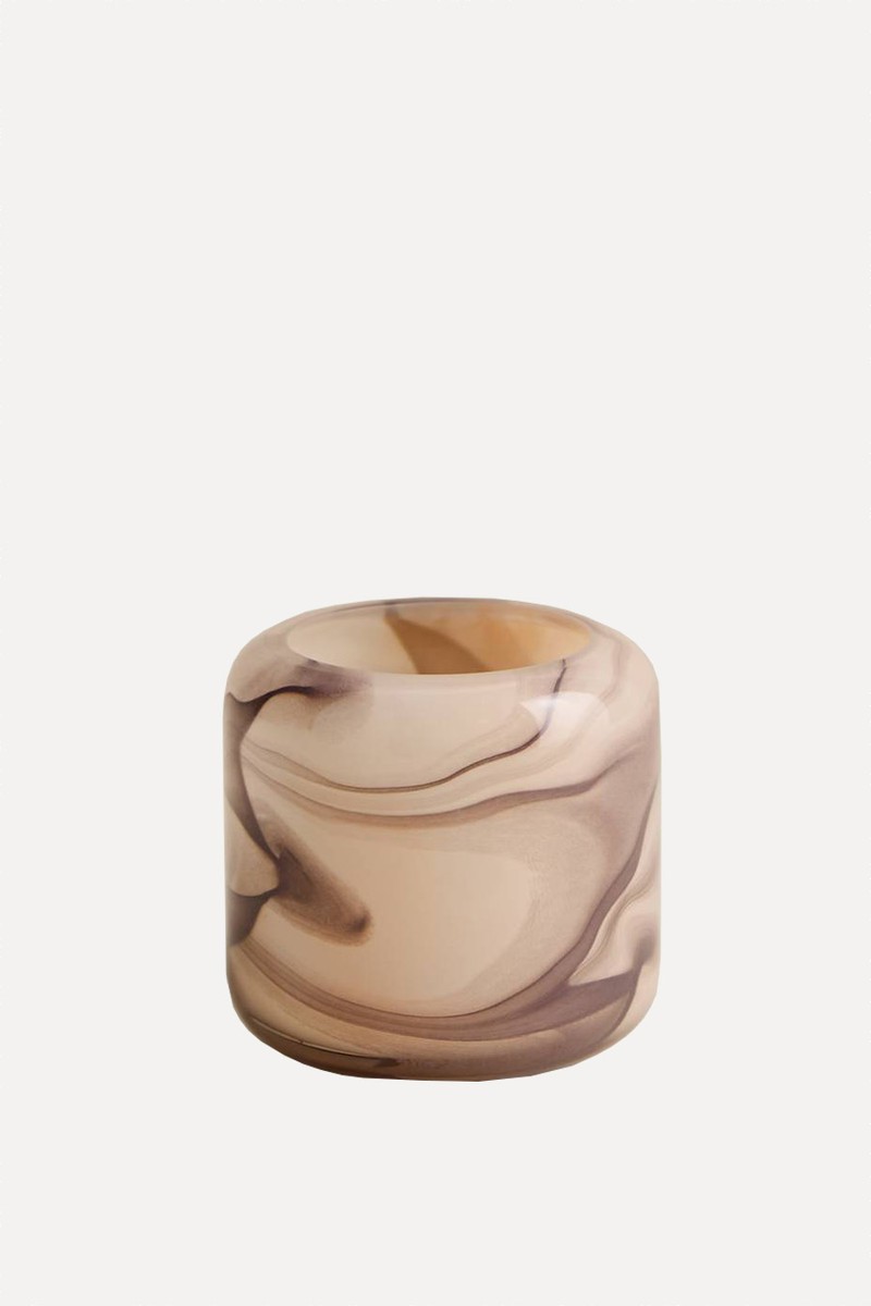 Marble Effect Glass Tealight Holder