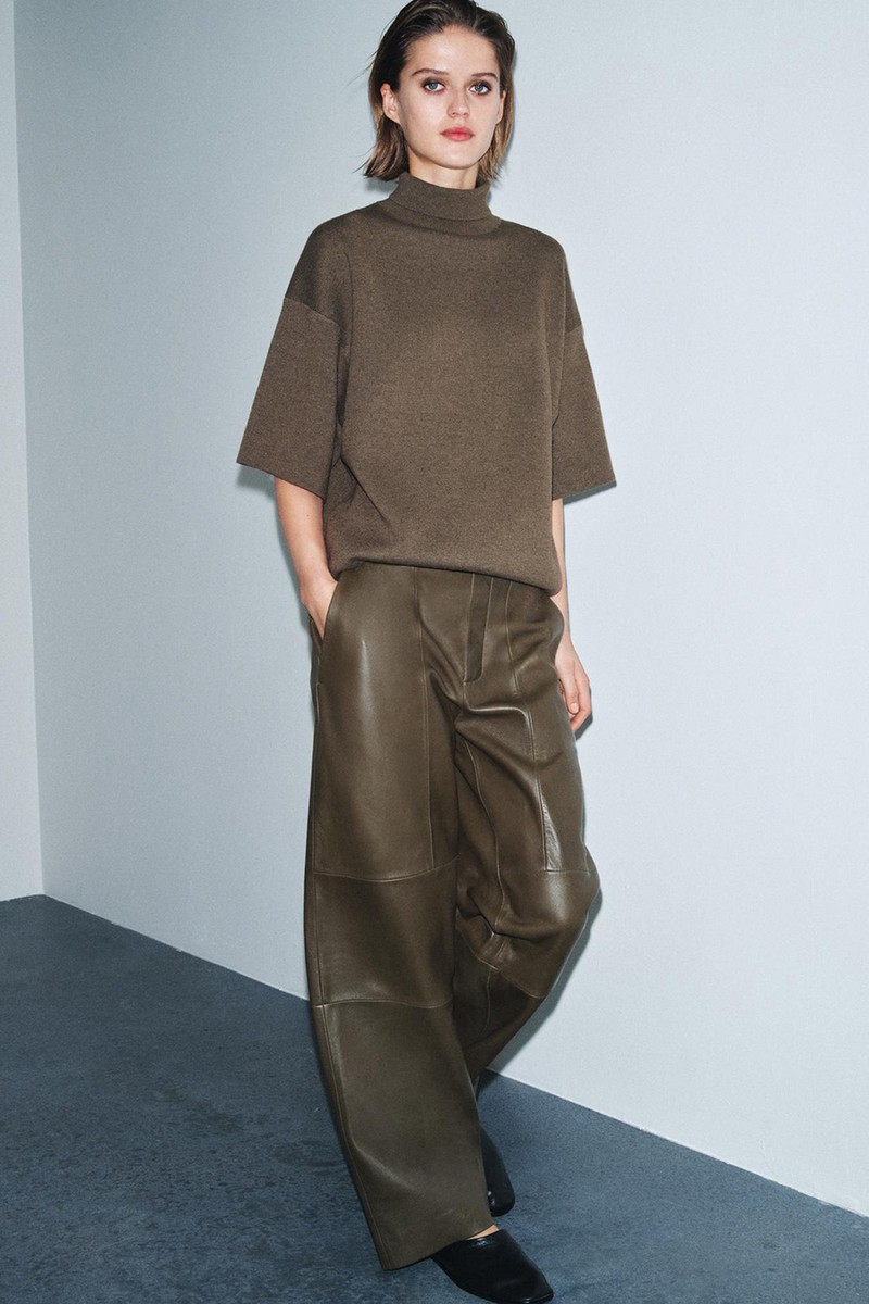ZW Collection Limited Edition Straight Leather Trousers from Zara